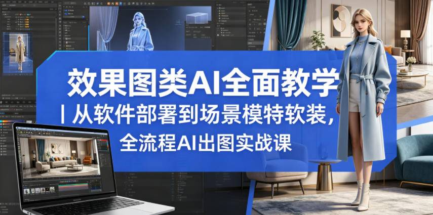 效果图类AI全面教学｜从软件部署到场景模特软装，全流程AI出图实战课-云推网创项目库