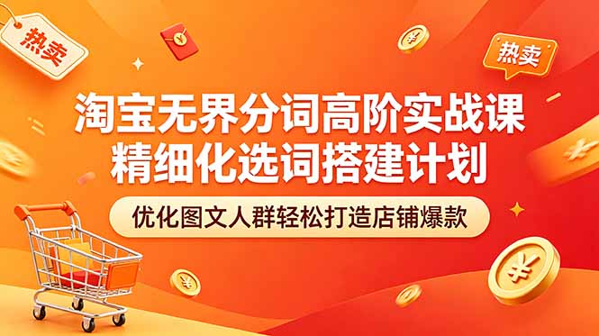 淘宝无界分词高阶实战课 精细化选词搭建计划 优化图文人群轻松打造店铺爆款-云推网创项目库