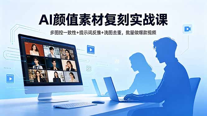 AI颜值素材复刻实战课，多图控一致性+提示词反推+洗图去重，批量做爆款视频-云推网创项目库