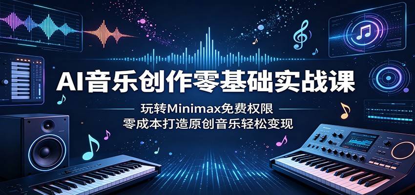 AI音乐创作零基础实战课：玩转Minimax免费权限，零成本打造原创音乐轻松变现-云推网创项目库