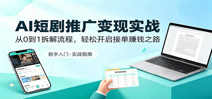 AI短剧推广变现实战：从0到1拆解流程，轻松开启接单赚钱之路-云推网创项目库