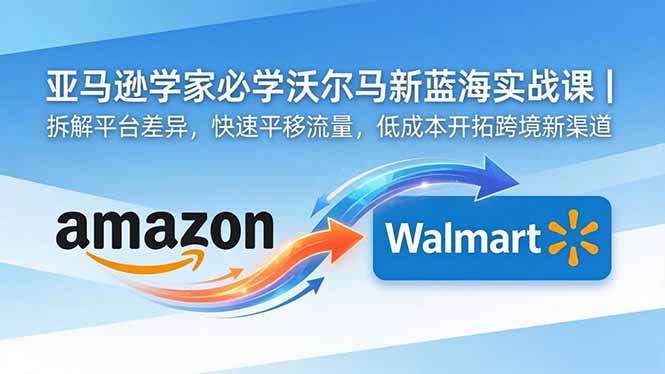 亚马逊卖家必学沃尔玛新蓝海实战课｜拆解平台差异，快速平移流量，低成本开拓跨境新渠道-云推网创项目库
