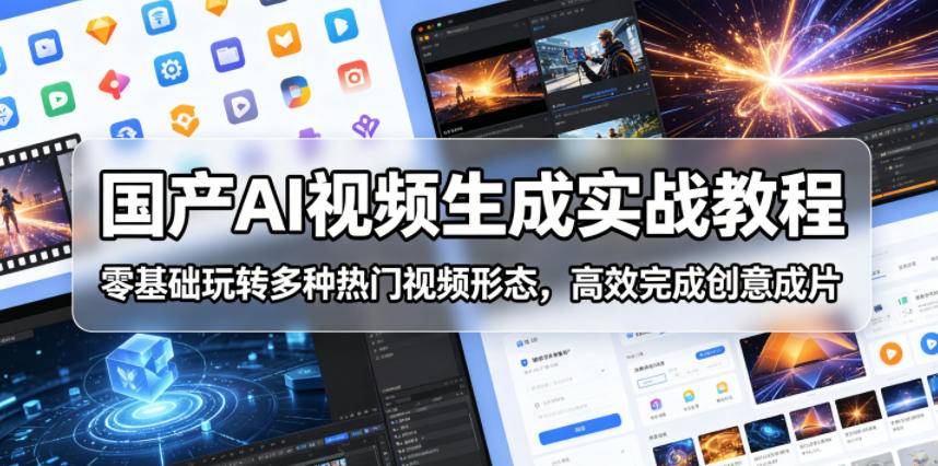 国产AI视频生成实战教程，零基础玩转多种热门视频形态，高效完成创意成片-云推网创项目库