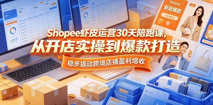 Shopee虾皮运营30天陪跑课，从开店实操到爆款打造，稳步撬动跨境店铺盈利增收-云推网创项目库
