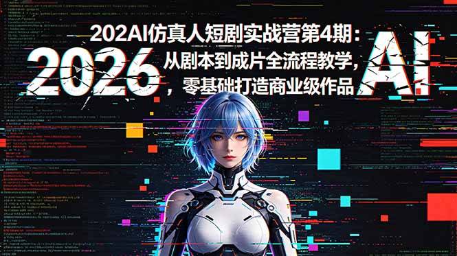 2026AI仿真人短剧实战营第4期：从剧本到成片全流程教学，零基础打造商业级作品-云推网创项目库
