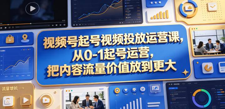 视频号起号视频投放运营课，从0-1起号运营，把内容流量价值放到更大-云推网创项目库