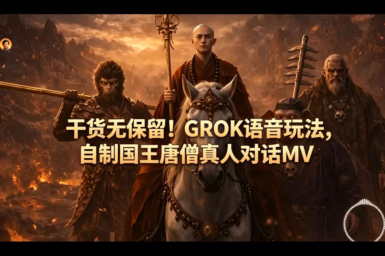 干货无保留！GROK语音玩法，自制国王唐僧真人对话MV-云推网创项目库