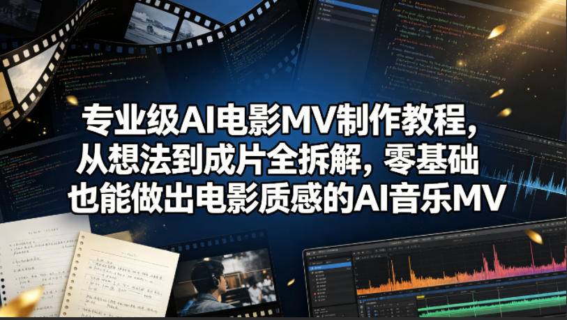 专业级AI电影MV制作教程，从想法到成片全拆解，零基础也能做出电影质感的AI音乐MV-云推网创项目库
