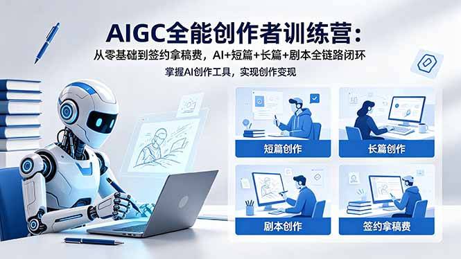 AIGC全能创作者训练营：从零基础到签约拿稿费，AI+短篇+长篇+剧本全链路闭环-云推网创项目库
