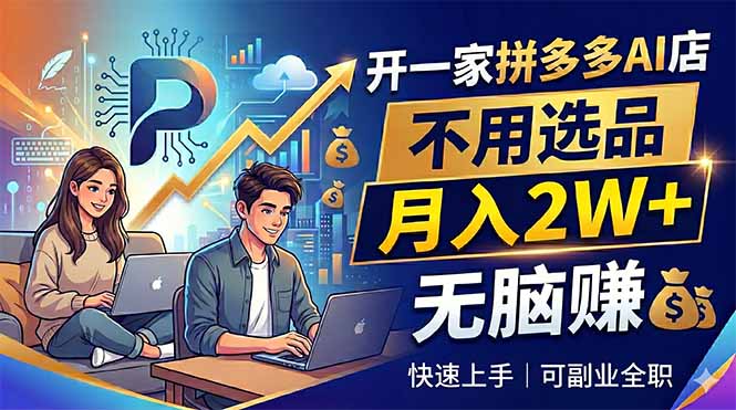 开一家拼多多AI店,不用选品,月入2W+,无脑赚,可副业全职-云推网创项目库
