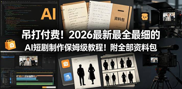 吊打付费！2026最新最全最细的AI短剧制作保姆级教程！附全部资料包-云推网创项目库