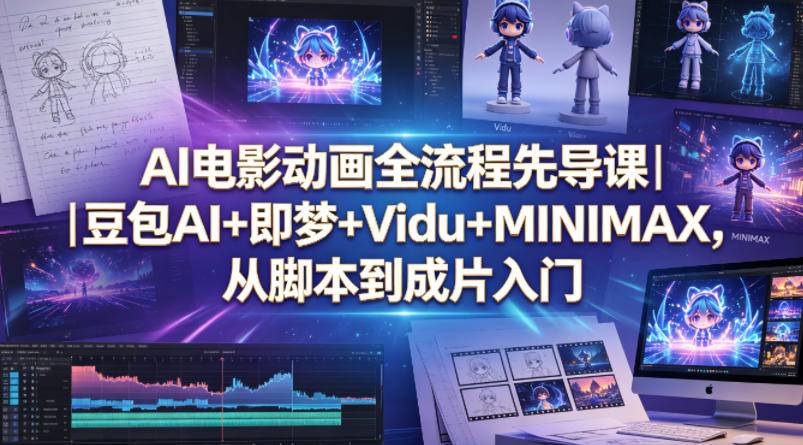 AI电影动画全流程先导课｜豆包AI+即梦+Vidu+MINIMAX，从脚本到成片入门-云推网创项目库