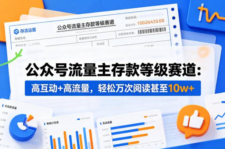 公众号流量主之存款等级赛道，高互动+高流量，轻松达到万次阅读，甚至10w+-云推网创项目库