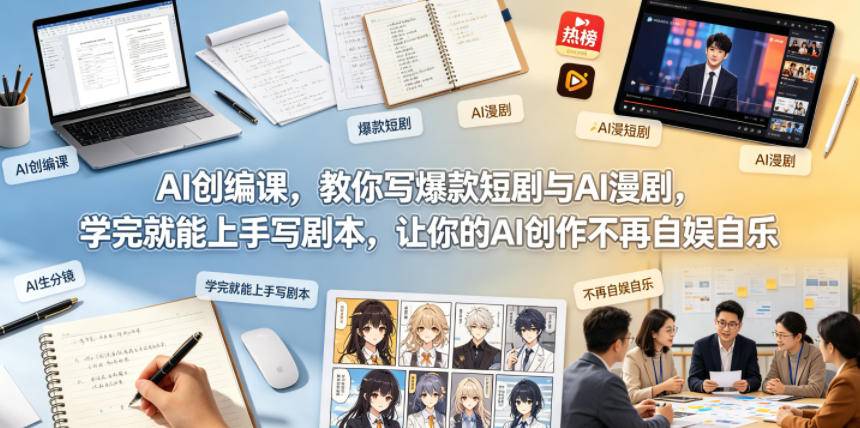 AI创编课，教你写爆款短剧与AI漫剧，学完就能上手写剧本，让你的AI创作不再自娱自乐(更新0521)-云推网创项目库