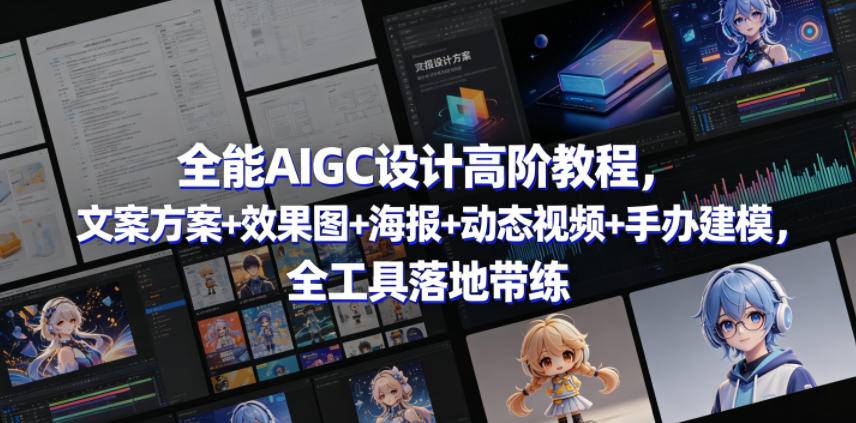 全能AIGC设计高阶教程,文案方案+效果图+海报+动态视频+手办建模,全工具落地带练-云推网创项目库