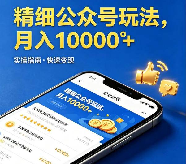 精细化公众号玩法，我们给你提供文章，你来负责发布，收益可观，月入1W+【揭秘】-云推网创项目库