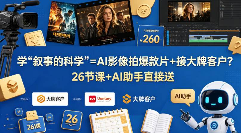 学《叙事的科学》=AI影像拍爆款片+接大牌客户？26节课+AI助手直接送【原创双语字幕】-云推网创项目库