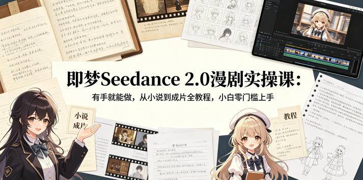 即梦Seedance 2.0漫剧实操课：有手就能做，从小说到成片全教程，小白零门槛上手-云推网创项目库