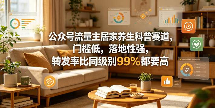 公众号流量主居家养生科普赛道，门槛低，落地性强，转发率比同级别99％都要高-云推网创项目库