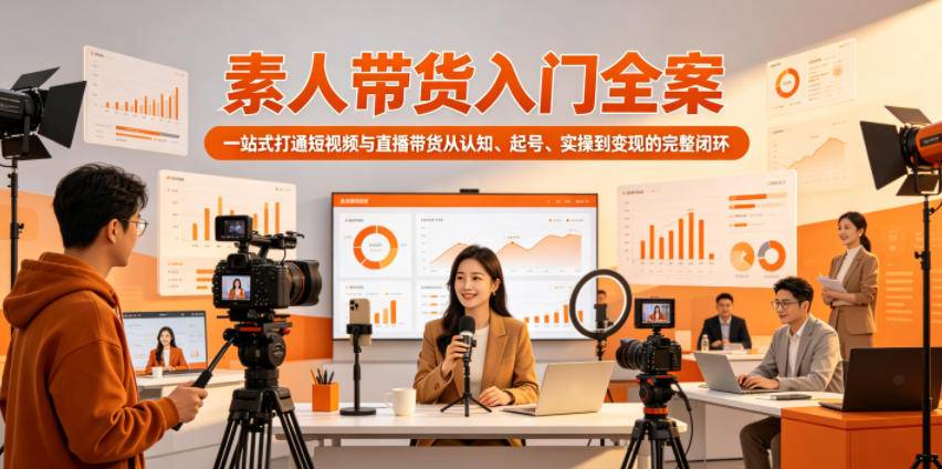 素人带货入门全案，一站式打通短视频与直播带货从认知、起号、实操到变现的完整闭环-云推网创项目库