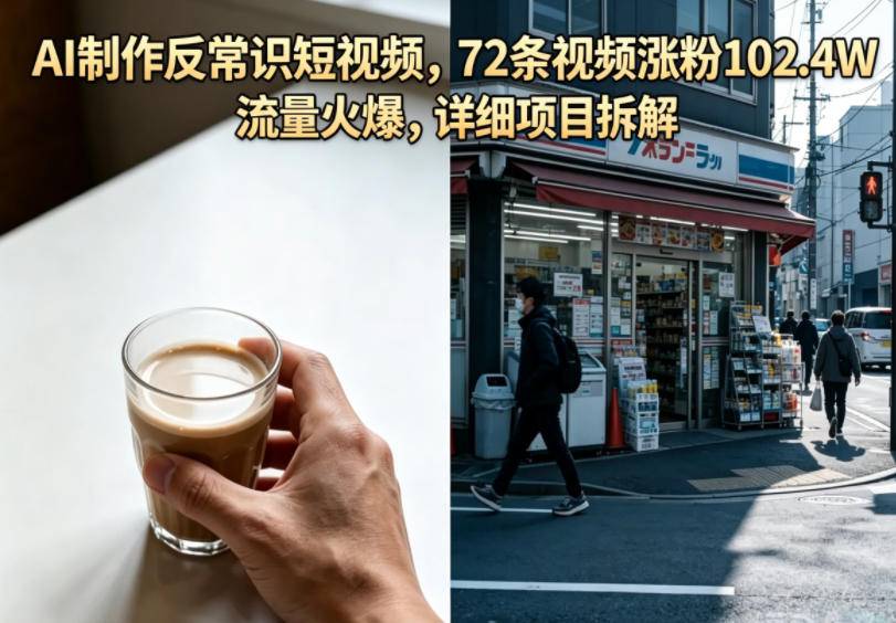 AI制作反常识短视频，72条视频涨粉102.4W，流量火爆，详细项目拆解-云推网创项目库