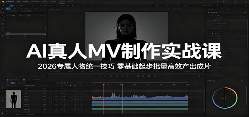 AI真人MV制作实战课：2026专属人物统一技巧，零基础起步批量高效产出成片-云推网创项目库