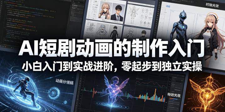 AI短剧动画的制作入门，小白入门到实战进阶，零起步到独立实操-云推网创项目库