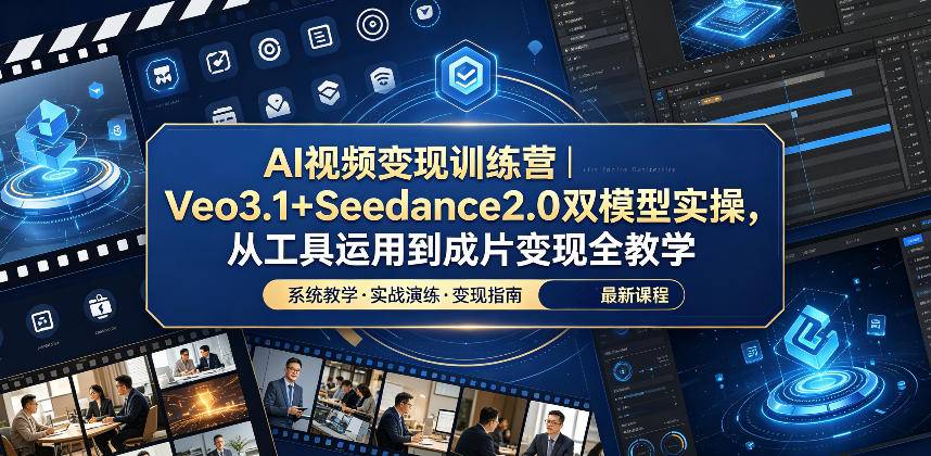 AI视频变现训练营|Veo3.1+Seedance2.0双模型实操,从工具运用到成片变现全教学-云推网创项目库
