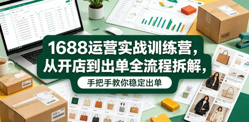 1688运营实战训练营,从开店到出单全流程拆解,手把手教你稳定出单-云推网创项目库