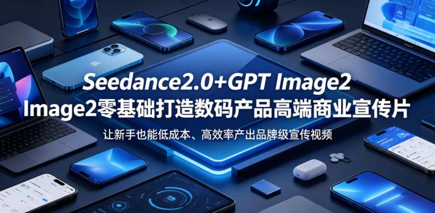 Seedance2.0+GPT Image2零基础打造数码产品高端商业宣传片，让新手也能低成本、高效率产出品牌级宣传视频-云推网创项目库