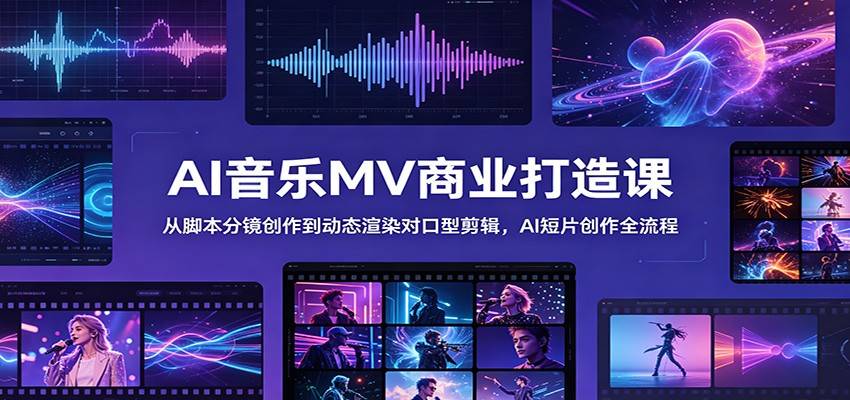 AI音乐MV商业打造课:从脚本分镜创作到动态渲染对口型剪辑,AI短片创作全流程-云推网创项目库