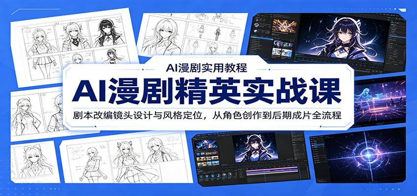 AI漫剧精英实战课:剧本改编镜头设计与风格定位,从角色创作到后期成片全流程-云推网创项目库