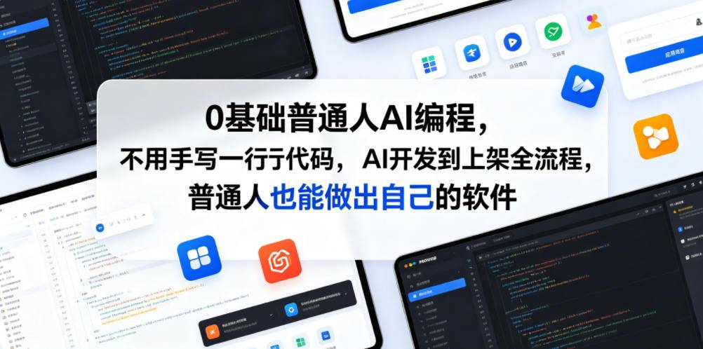 0基础普通人AI编程，不用手写一行代码，AI开发到上架全流程，普通人也能做出自己的软件-云推网创项目库