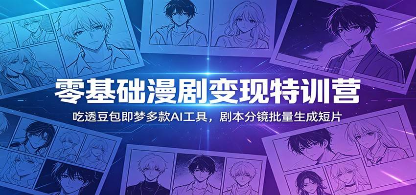 零基础漫剧变现特训营：玩转豆包即梦多款AI工具，剧本分镜批量生成短片-云推网创项目库