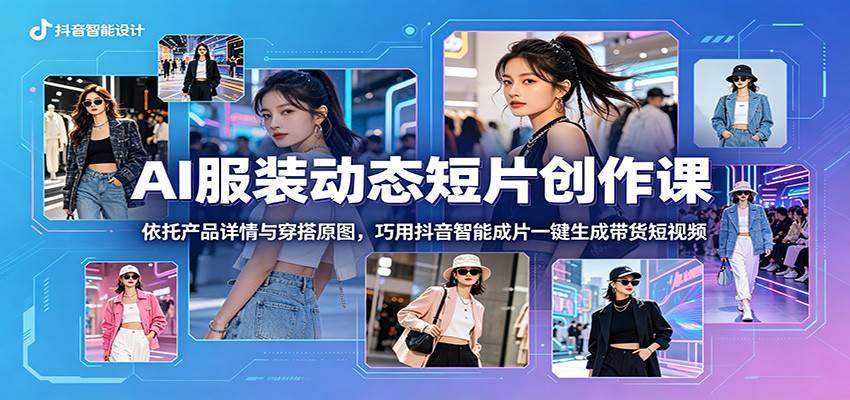 AI服装动态短片创作课:依托产品详情与穿搭原图,巧用抖音智能成片一键生成带货短视频-云推网创项目库