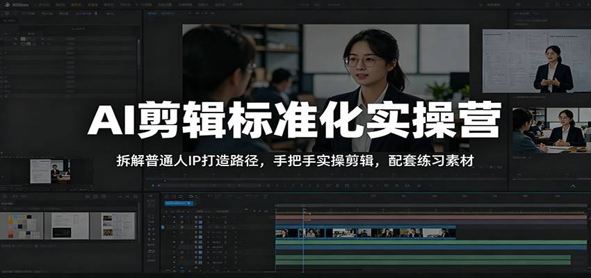 AI剪辑标准化实操营：拆解普通人IP打造路径，手把手实操剪辑，配套练习素材-云推网创项目库