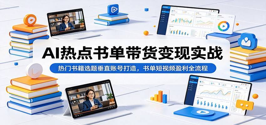 AI热点书单带货变现实战:热门书籍选题垂直账号打造,书单短视频盈利全流程-云推网创项目库