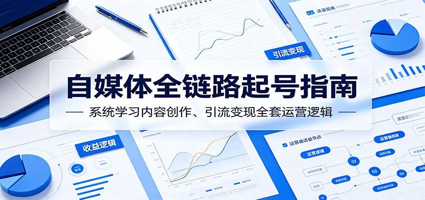 自媒体全链路起号指南:系统学习内容创作、引流变现全套运营逻辑-云推网创项目库