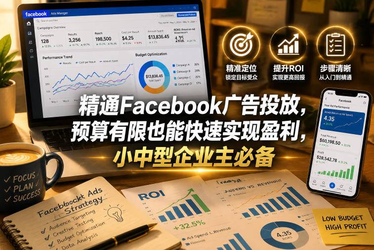 精通Facebook广告投放,预算有限也能快速实现盈利,小中型企业主必备【原创双语字幕】-云推网创项目库