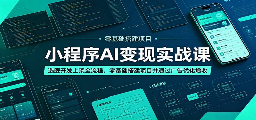 小程序AI变现实战课:选题开发上架全流程,零基础搭建项目并通过广告优化增收-云推网创项目库