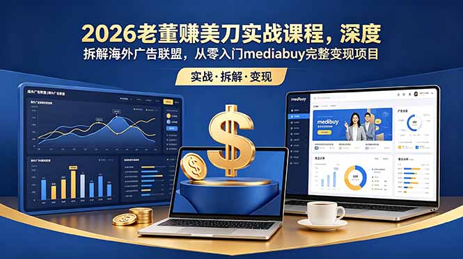 2026老董赚美刀实战课程,深度拆解海外广告联盟,从零入门mediabuy完整变现项目-云推网创项目库