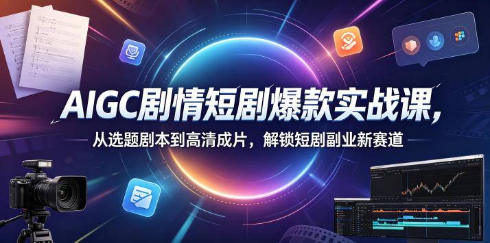 AIGC剧情短剧爆款实战课,从选题剧本到高清成片,解锁短剧副业新赛道-云推网创项目库