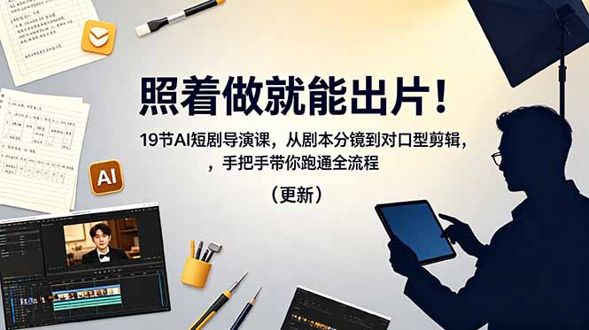 照着做就能出片！19节AI短剧导演课，从剧本分镜到对口型剪辑，手把手带你跑通全流程(更新-云推网创项目库