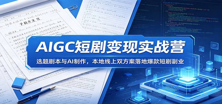 AIGC短剧变现实战营：选题剧本与AI制作，本地线上双方案落地爆款短剧副业-云推网创项目库