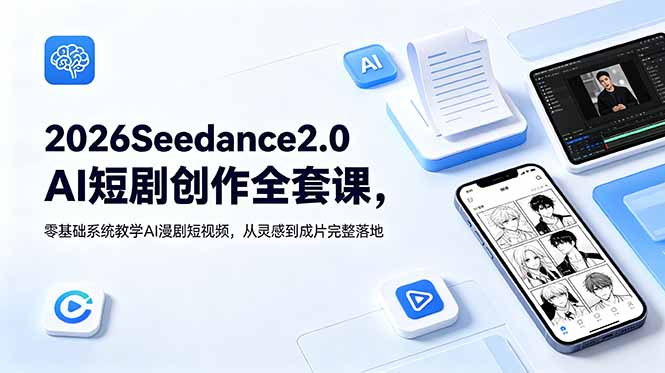 2026Seedance2.0AI短剧创作全套课,零基础系统教学AI漫剧短视频,从灵感到成片完整落地-云推网创项目库