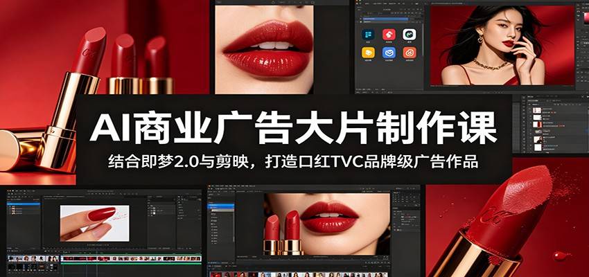 AI商业广告大片制作课:结合即梦2.0与剪映,打造口红TVC品牌级广告作品-云推网创项目库