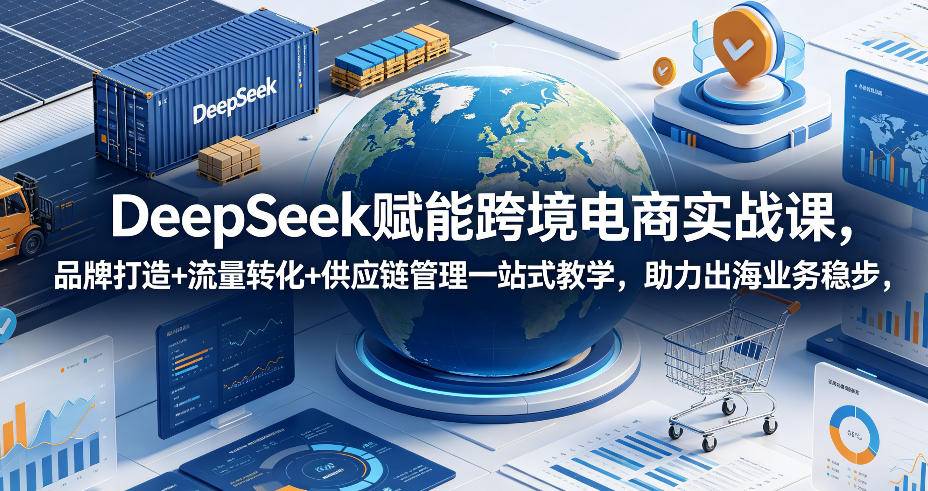 DeepSeek赋能跨境电商实战课,品牌打造+流量转化+供应链管理一站式教学,助力出海业务稳步发展-云推网创项目库