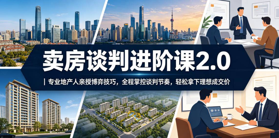 卖房谈判进阶课2.0｜专业地产人亲授博弈技巧，全程掌控谈判节奏，轻松拿下理想成交价-云推网创项目库