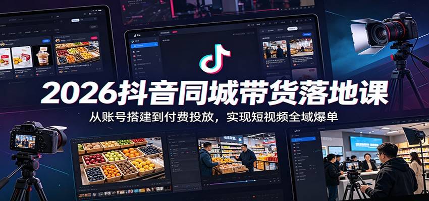 2026抖音同城带货落地课:从账号搭建到付费投放,实现短视频全域爆单-云推网创项目库