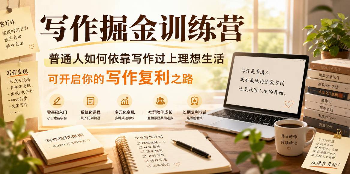 写作掘金训练营，普通人如何依靠写作过上理想生活，可开启你的写作复利之路(更新6月)-云推网创项目库